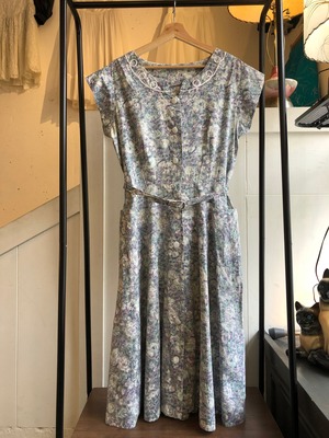 40's 50's code design print dress