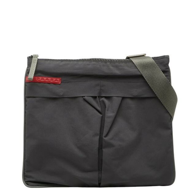 プラダスポーツ 斜め掛け ショルダーバッグ グレー ナイロン レディース PRADA SPORTS 【中古】