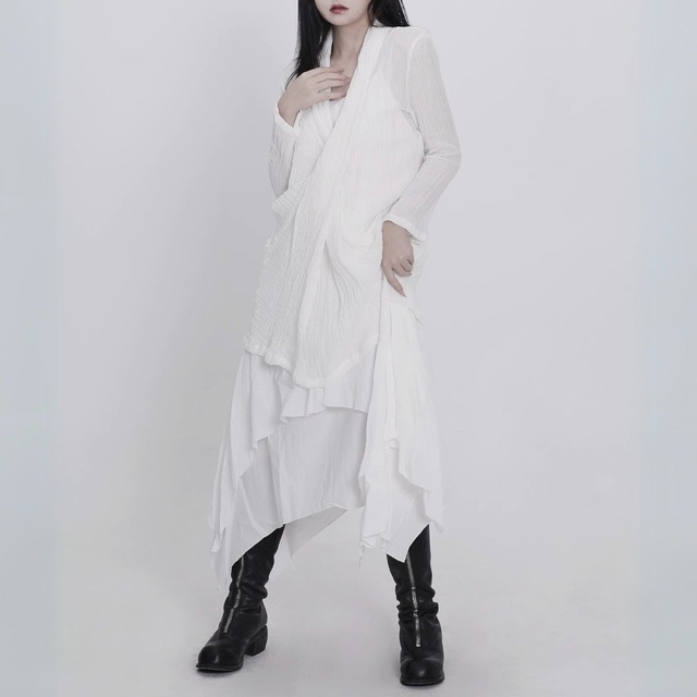 Wrinkle pleat thin cut and sew【2color】 C0743