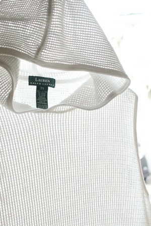 1990's Lauren cotton mesh hoodie no-sleeve