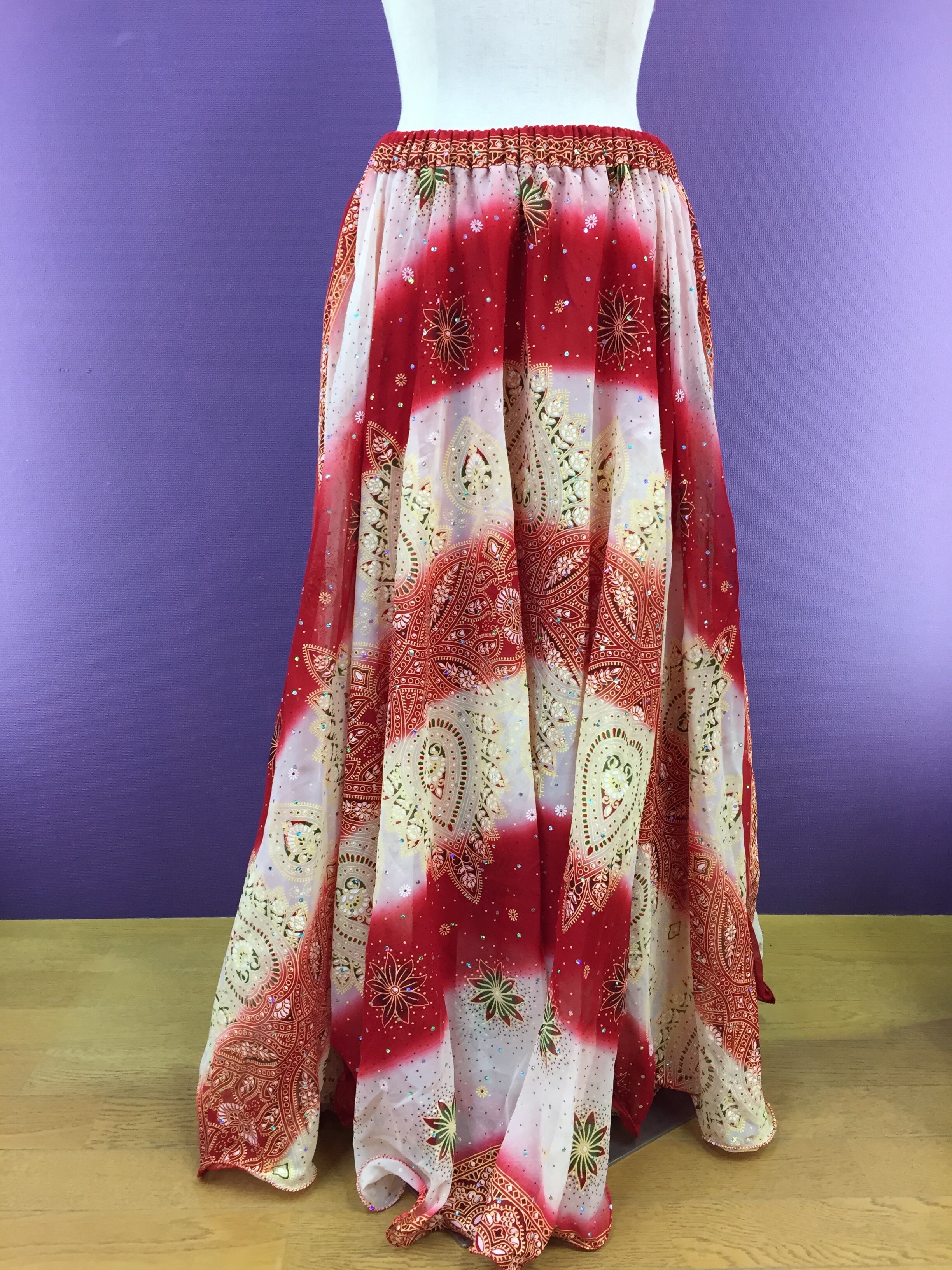 エジプト製ベリーダンス衣装 ターキッシュスタイル 三点セット 赤 ...