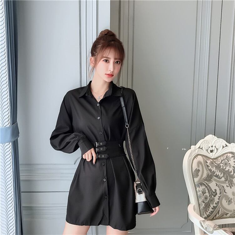 華やか新品入荷 早い者勝ち シャツワンピ レトロ 夏 カジュアル 新品 スリム 中・長セクション