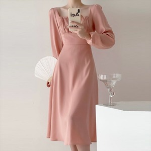 【送料無料】 ロングドレス  フェミニン  ラウンドネック  無地  長袖  Aライン・フレア  カジュアル系  大人可愛い  レディースファッション  可愛い  30代・40代  こなれ感  シンプルデザイン  春  お呼ばれ・お茶会・授業参観