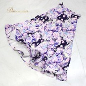 【美品 社交ダンス衣装】スカート レッスンウェア 練習着 紫 パープル ライラック 花柄 華やか 派手 目立つ かわいい 可愛い