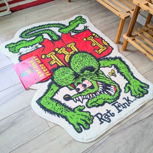 【 RATFINK（ ラットフィンク ） 】American FLOOR MAT ( 裏面滑り止め加工 ) / キッチンマット / ふかふかマット / フロアマット / バスマット / エントランス 〚アメリカン雑貨 アメトイ〛