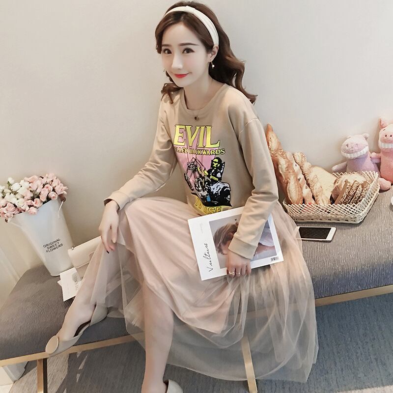 【新作】【送料無料】 マタニティウェア2020秋冬新作ファッションプリントトップス+母乳育児ミドル丈ベストスカート母乳育児ツーピースセット-アリババ オータム 秋物 ウィンター 冬物 expec217017286833