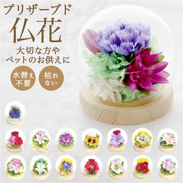 お供え ガラスドーム 供養 仏花 通販 フラワーアレンジメント