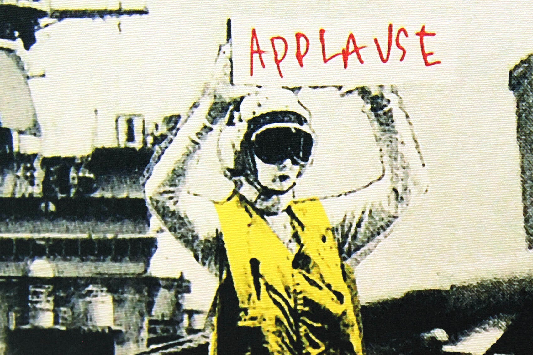 バンクシー「ジェット機空母/Applause Jet Aircraft Carrier」展示用フック付きキャンバスジークレ