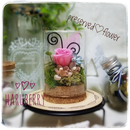 SALE☆10％OFF☆コルクグラスアレンジメント♡ プリザーブドフラワー♡Pink Rose
