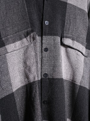 XXXL super over silhouette open collar check shirt