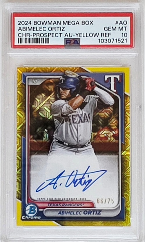 Abimelec Ortiz（アビメレク・オルティス）   Chrome Prospect Autograph Yellow Refractor /75   PSA10（GEM MT）