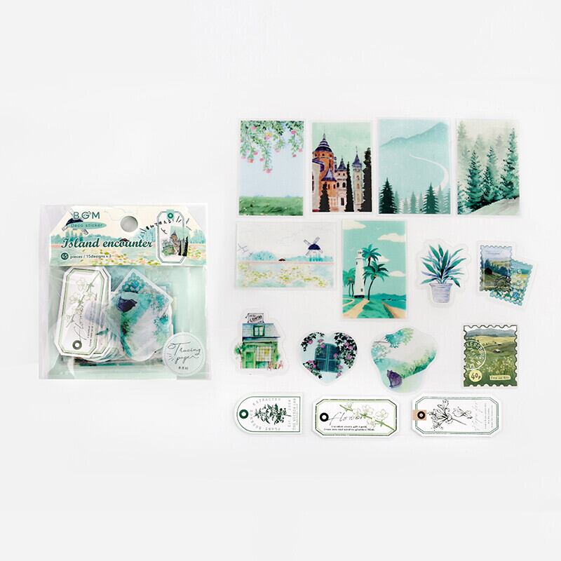 BGM 島での出会い・グリーン トレーシングペーパーシール BG20