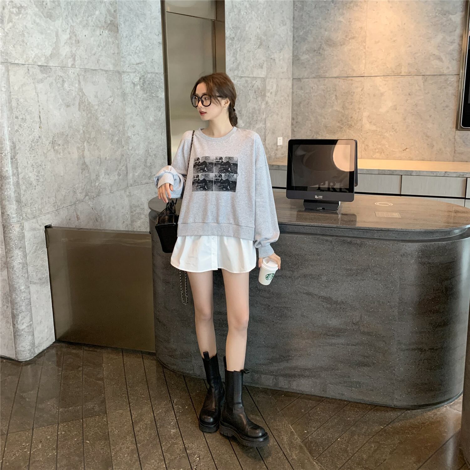 プリントセーター スプリングスタイルカジュアルブラウス 春物 ステッチ 6Du_Shop_Women92735241036