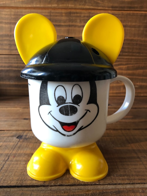 MICKEY FUN MUG③/ミッキーマウス プラスチックマグ 80's ビンテージ Earhat わけ有品