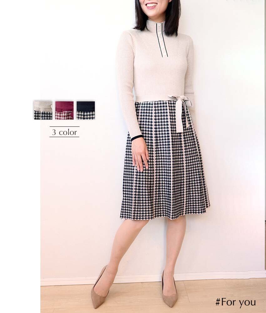 チェックスカートの清楚ワンピース_e0032111019
