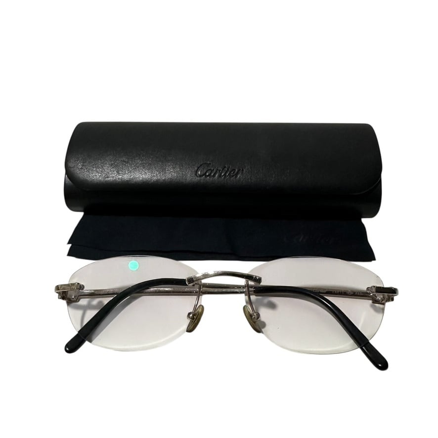 Luxury ◇ Cartier K18WG 18K Gold 750 Rimless Single-Point Eyeglasses Sunglasses C-Motif Men's Women's Unisex