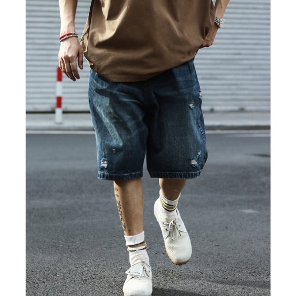 Front pocket design denim short pants C3460