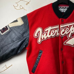 KANSAI MAN ice hockey motif leather switching blouson