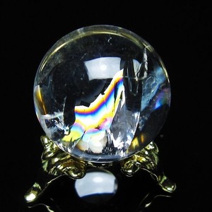アイリスクォーツ 水晶 丸玉 虹入り 26mm スフィア 置物 水晶玉 一点物 141-7065