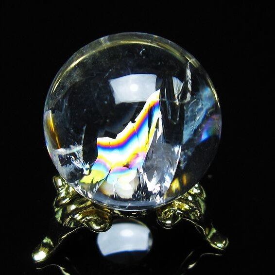 アイリスクォーツ 水晶 丸玉 虹入り 26mm スフィア 置物 水晶玉 一点物 141-7065