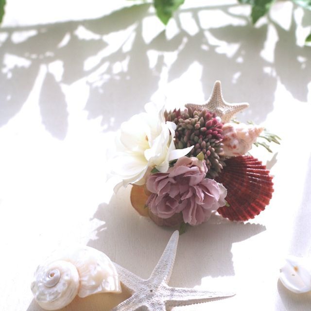 人魚姫の髪飾り 海の星と海に咲く白い花 コサージュ Seaha 04 Naori Starry Garden ナオリ スターリィガーデン