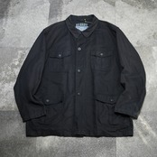 design 4pocket black linen jacket