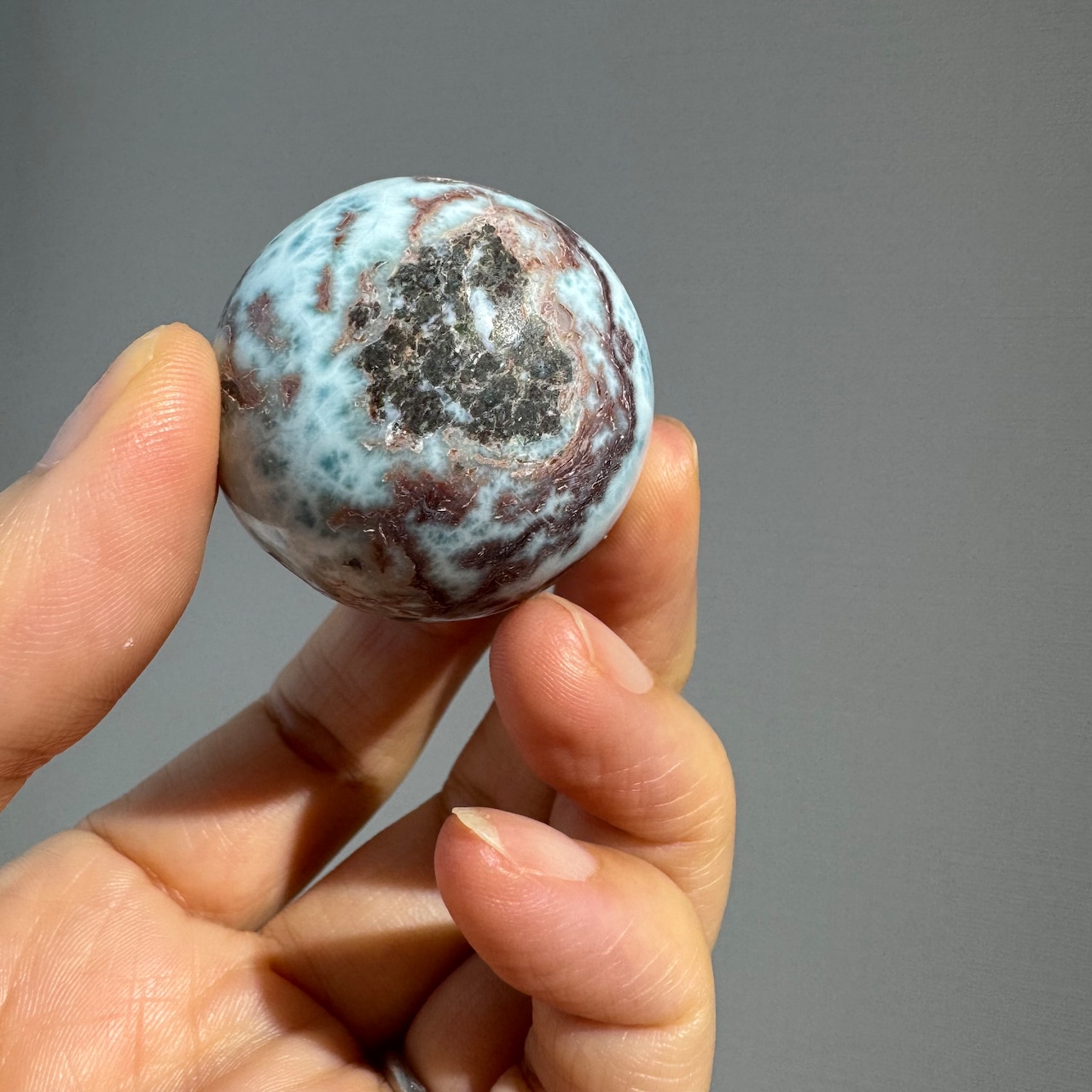 チョコレートラリマー*スフィア*250805-01*天然石*置き物*インテリアストーン