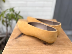 秋の新作◆キャメル ヌバックレザー フラットシューズ/上品シンプル・柔らか質感