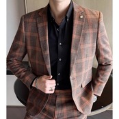 plaid suit casual suit 2piece 00035
