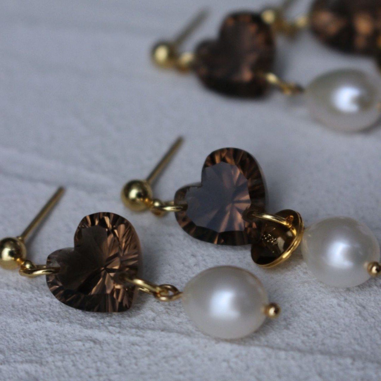 【ラスト1点】smoky quartz( heart )× pearl
