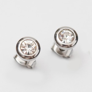 ストーンステンレスラウンドピアスSV