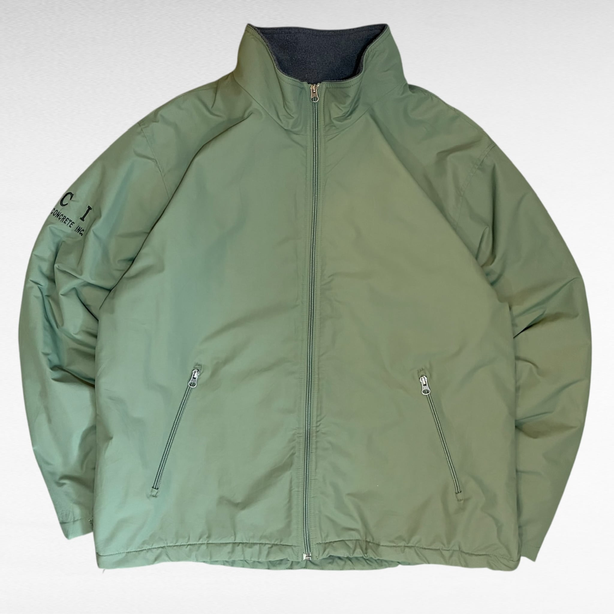 LANDS'END inner POLARTEC fleece nylon embroidery zip up jacket