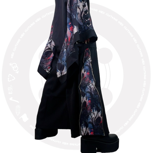 2WAY SIDE ZIP WIDE PANTS【DYSTOPIAN RED ROSE】