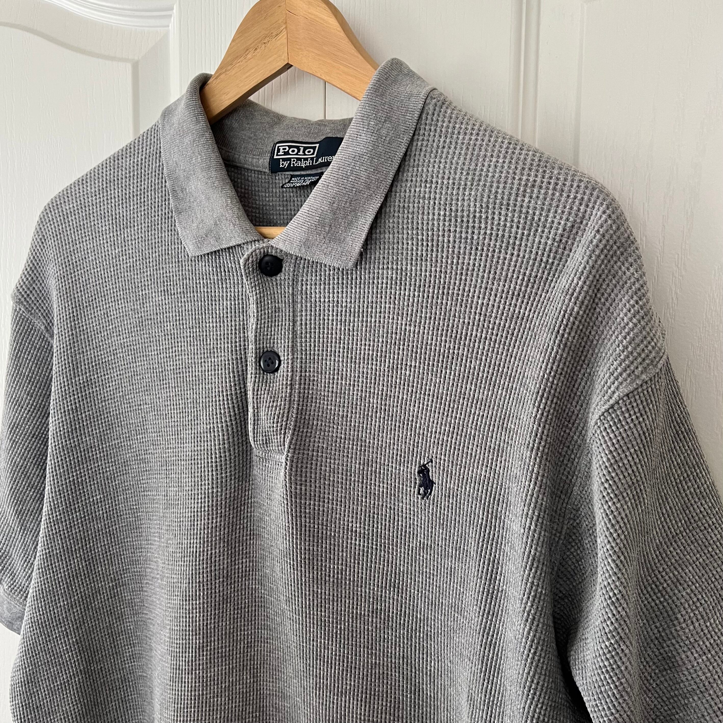 Ralph Lauren ラルフローレン サーマル ポロシャツ グレー L ニット