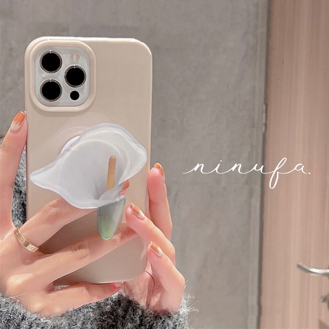 カラーリリーの存在感❤︎フラワー グリップ 付き スマホケース ND-14517