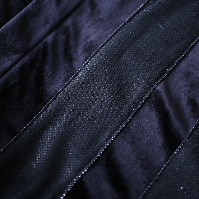 "silver × black" switching design XXXL over silhouette velours shirt jacket