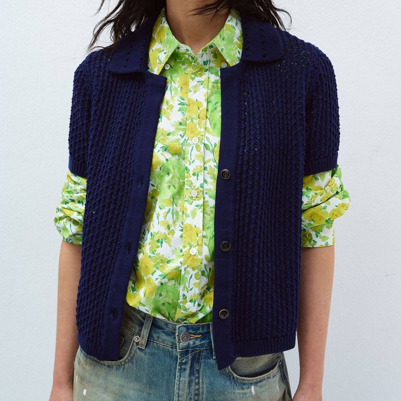 Open Collar Short Knit Cardigan 【3color】 T4351