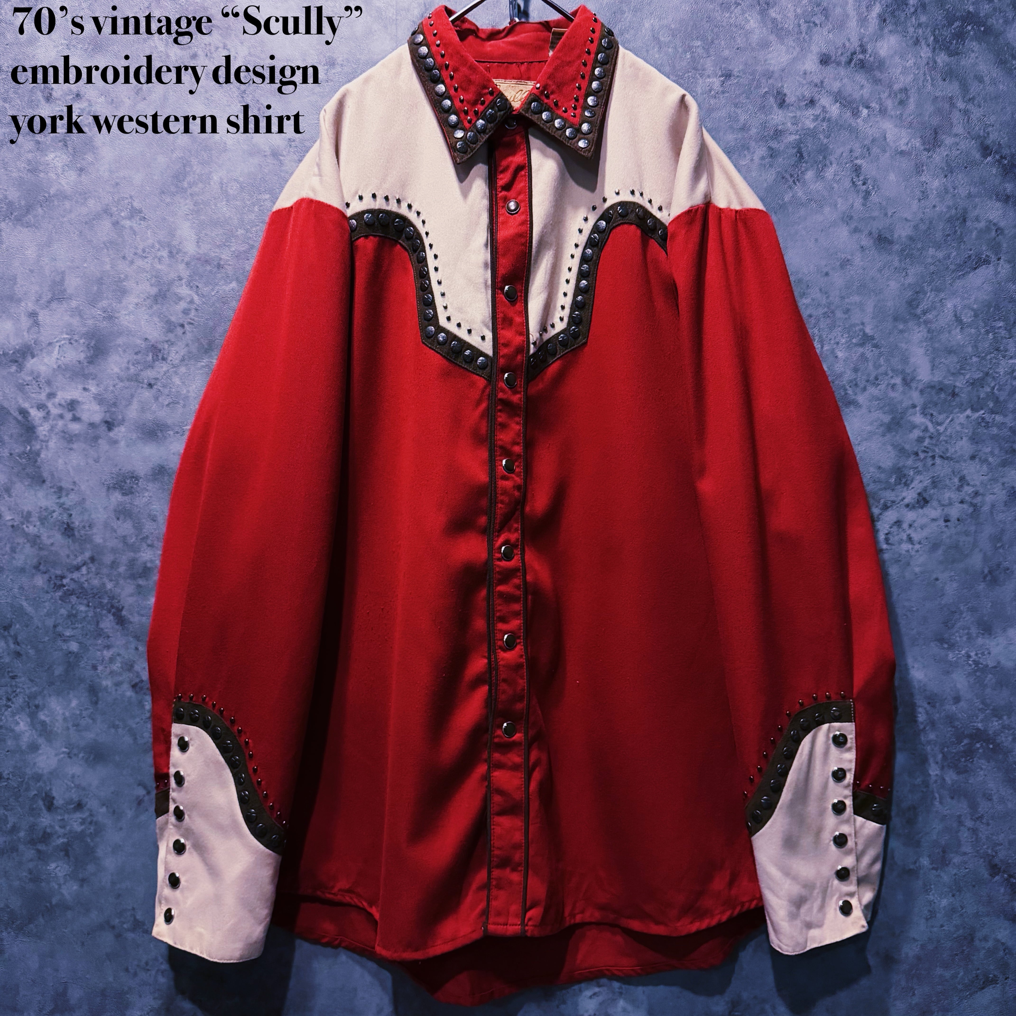 【doppio】70’s vintage “Scully” embroidery design york western shirt