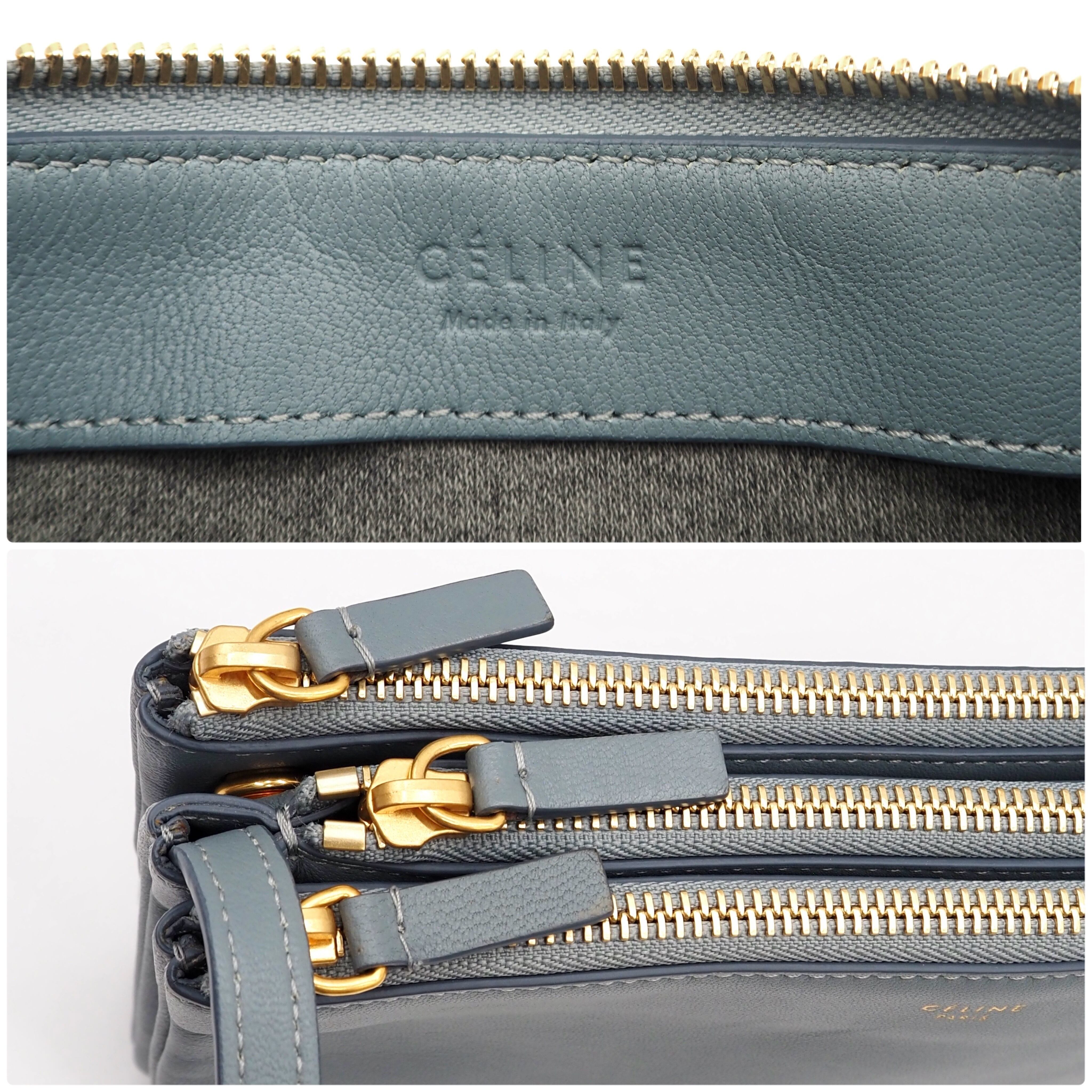 CELINE セリーヌ トリオ スモール ショルダーバッグ レザー ブレー