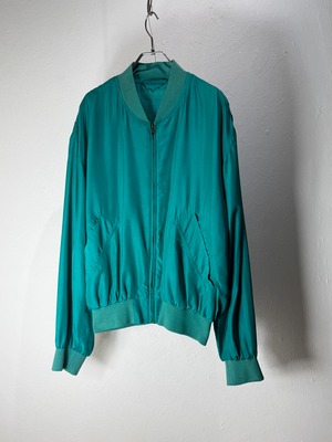 お取り置き商品　80〜90s EUR teal silk zip-up blouson