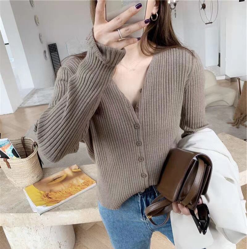 リブニットカーディガン