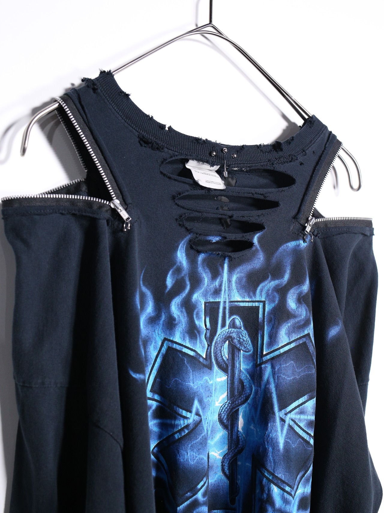 REMAKE / zip and boro custom punk  l/s tee - 15