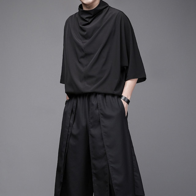 Relaxed-fit high-neck short-sleeve T-shirt(MT1600)