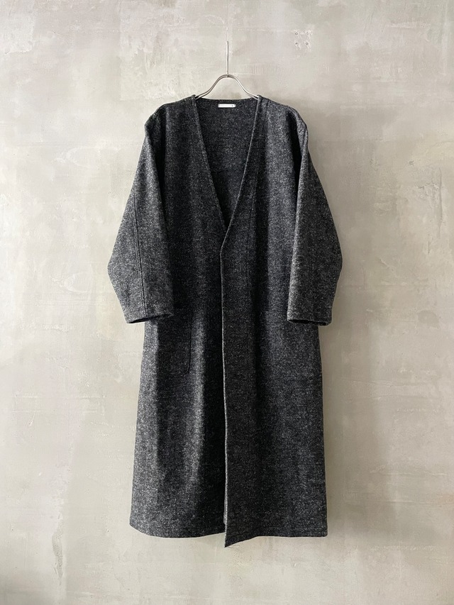 【 customer's used 】T/f Boucle Collarless Gown Coat (041) - combined black