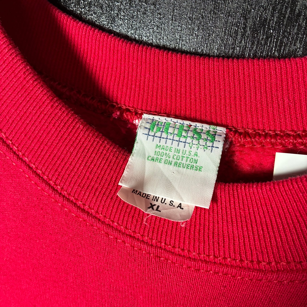 90s USA製 GUESS 刺繍ロゴスウェット 赤 ゲス