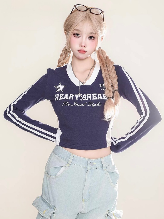 スリーブラインクロップドロゴTシャツ.1939