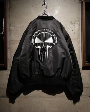 【Caka】“Rotterdam Terror Corps”Skull Patch Design Vintage Loose MA-1 Type Bomber Jacket