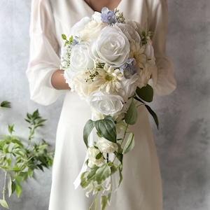 白バラ×ガーベラキャスケードブーケ☆ブートニア