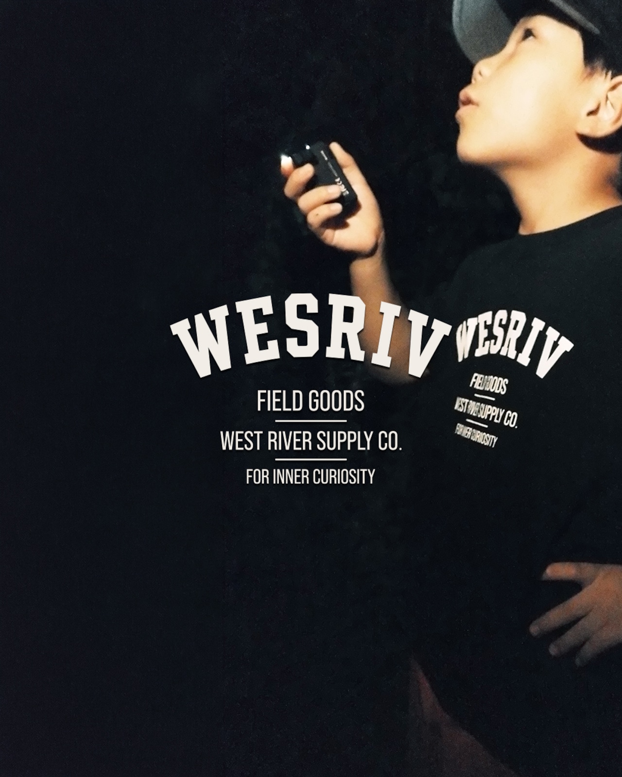 WESRIV FIELD GOODS TEE / BLACK — KIDS