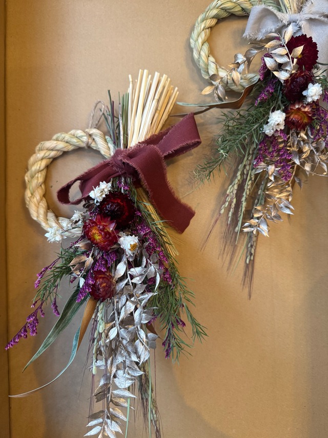 しめ縄飾りS プラチナレッド